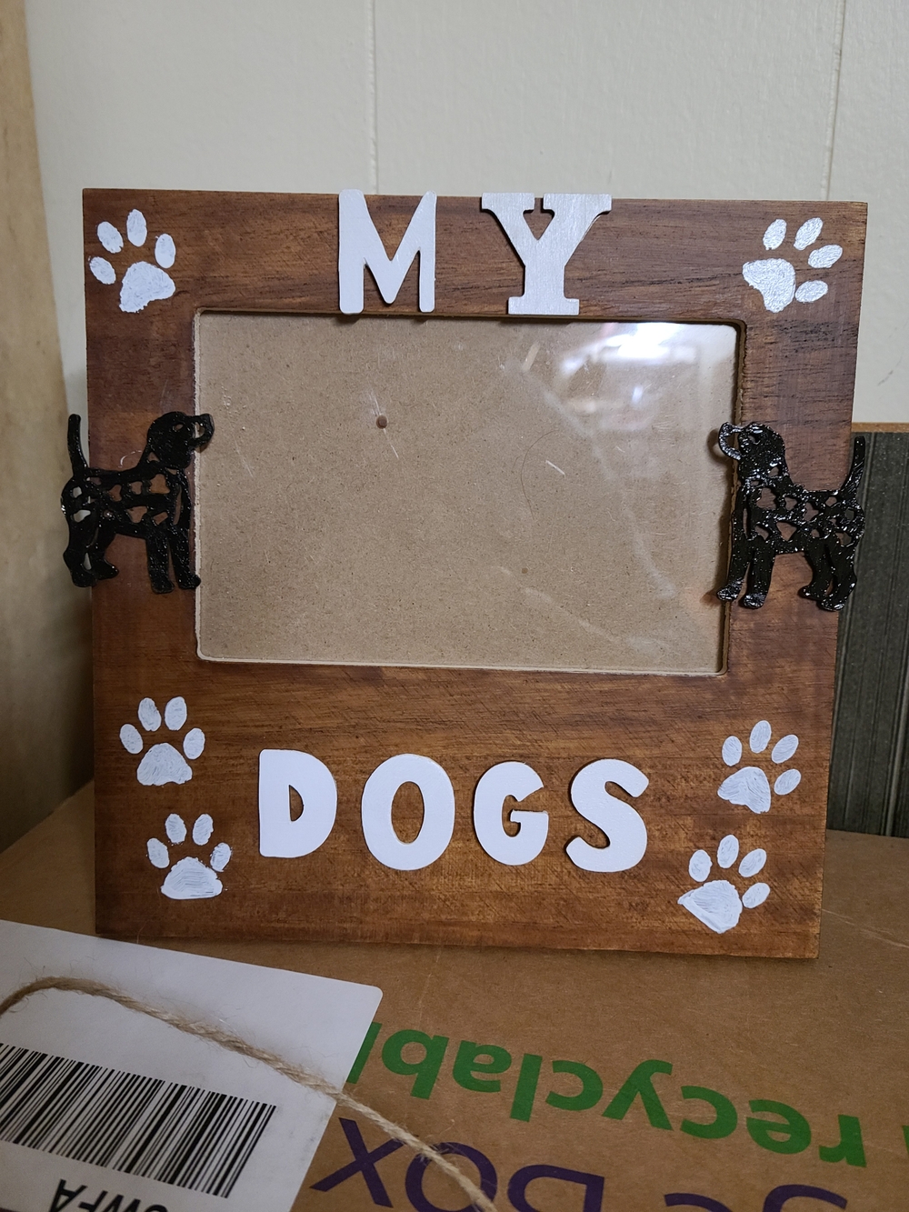 My Dogs Wooden Photo Frame - Brown with White Accents